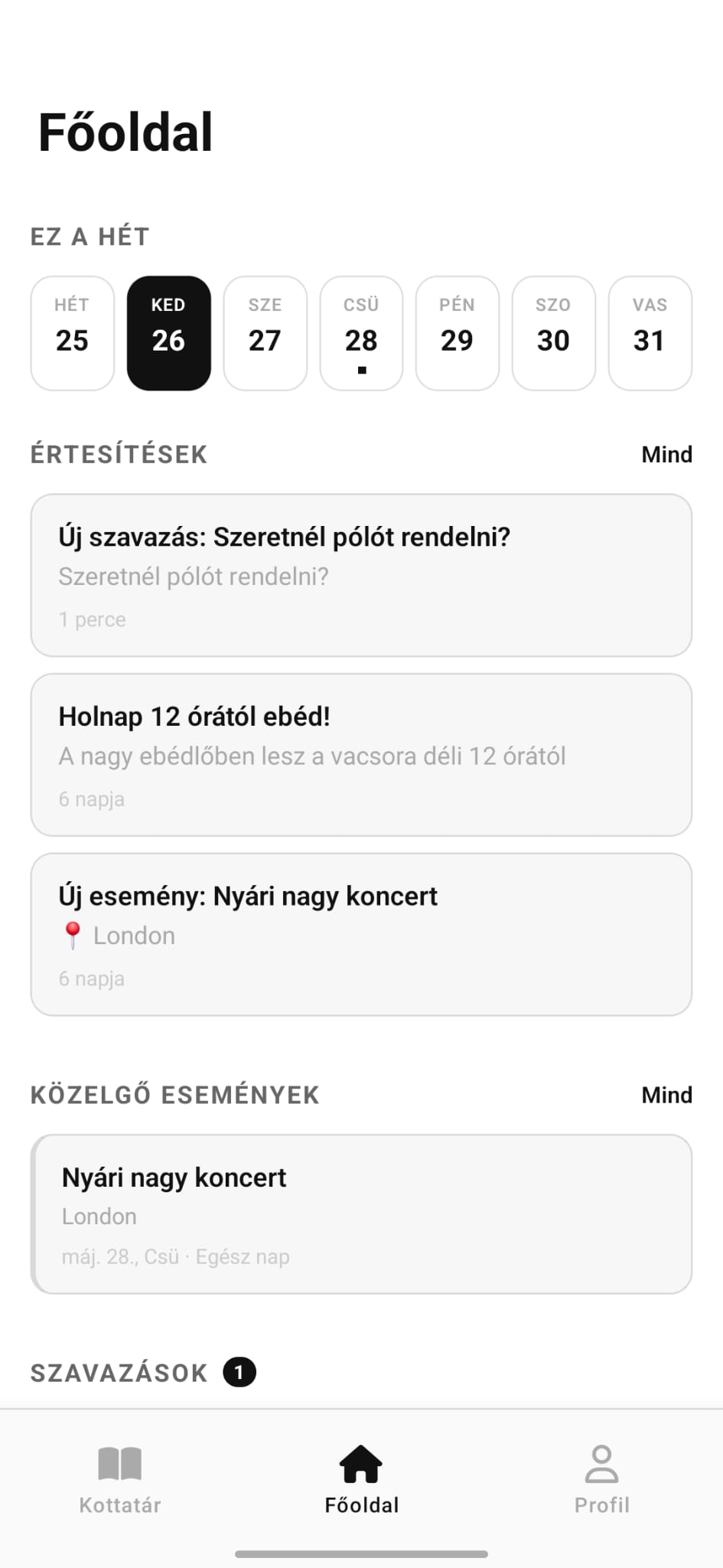 Home screen